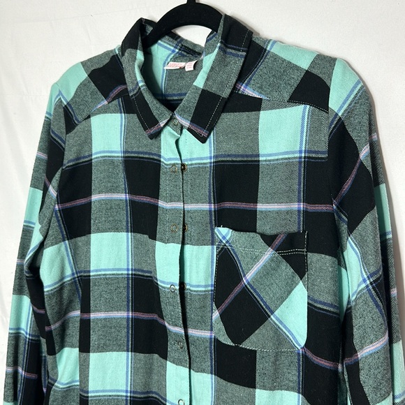 EUC Extra Long Flannel Button-Up - Picture 2 of 6